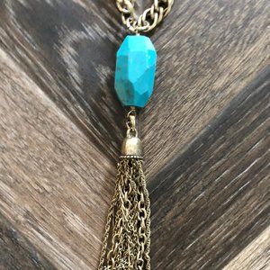 Lucky Brand Turquoise Tassel Necklace